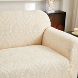 3D Baroque Floral Stretch Sofa Cover Elastic Polar Fleece Couch Slipcover with Straps - Ornate Home