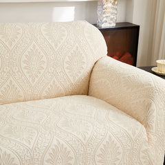 3D Baroque Floral Stretch Sofa Cover Elastic Polar Fleece Couch Slipcover with Straps - Ornate Home