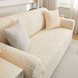 3D Baroque Floral Stretch Sofa Cover Elastic Polar Fleece Couch Slipcover with Straps - Ornate Home
