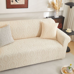3D Baroque Floral Stretch Sofa Cover Elastic Polar Fleece Couch Slipcover with Straps - Ornate Home