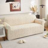 3D Baroque Floral Stretch Sofa Cover Elastic Polar Fleece Couch Slipcover with Straps - Ornate Home