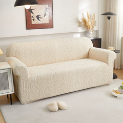 3D Baroque Floral Stretch Sofa Cover Elastic Polar Fleece Couch Slipcover with Straps - Ornate Home