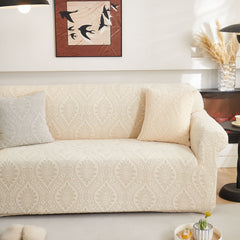 3D Baroque Floral Stretch Sofa Cover Elastic Polar Fleece Couch Slipcover with Straps - Ornate Home