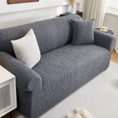 3D Baroque Floral Stretch Sofa Cover Elastic Polar Fleece Couch Slipcover with Straps - Ornate Home