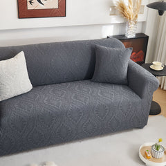 3D Baroque Floral Stretch Sofa Cover Elastic Polar Fleece Couch Slipcover with Straps - Ornate Home
