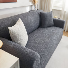 3D Baroque Floral Stretch Sofa Cover Elastic Polar Fleece Couch Slipcover with Straps - Ornate Home