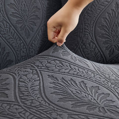 3D Baroque Floral Stretch Sofa Cover Elastic Polar Fleece Couch Slipcover with Straps - Ornate Home