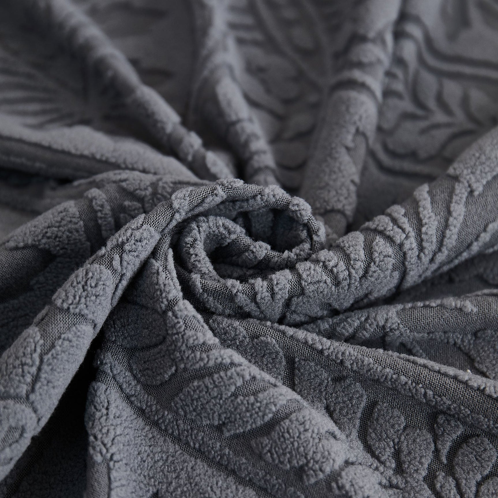 3D Baroque Floral Stretch Sofa Cover Elastic Polar Fleece Couch Slipcover with Straps - Ornate Home