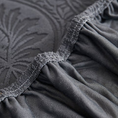 3D Baroque Floral Stretch Sofa Cover Elastic Polar Fleece Couch Slipcover with Straps - Ornate Home