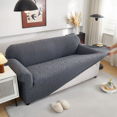 3D Baroque Floral Stretch Sofa Cover Elastic Polar Fleece Couch Slipcover with Straps - Ornate Home