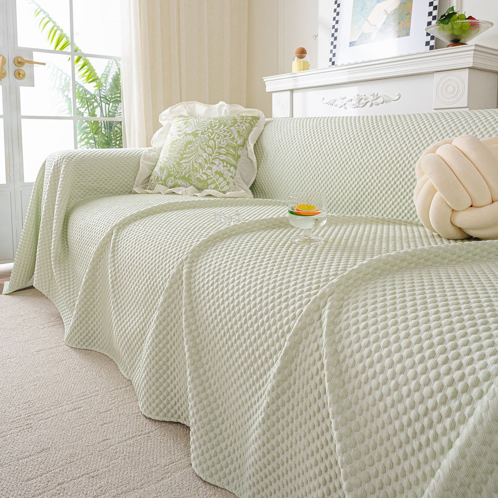 3D Bubble Textured Furniture Protector Throw Cover, Cooling Soft Woven Couch Cover - Ornate Home