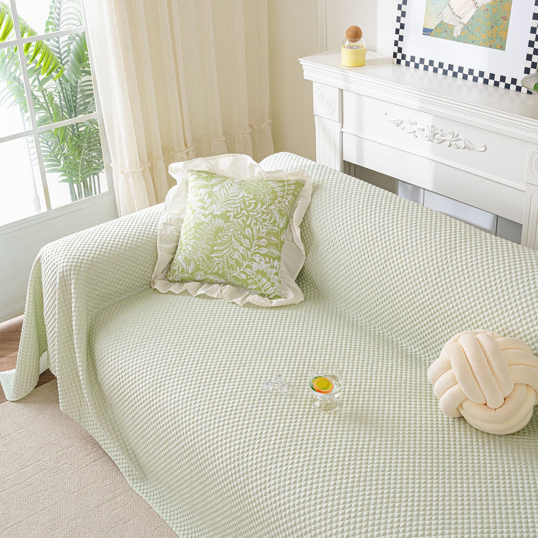 3D Bubble Textured Furniture Protector Throw Cover, Cooling Soft Woven Couch Cover - Ornate Home