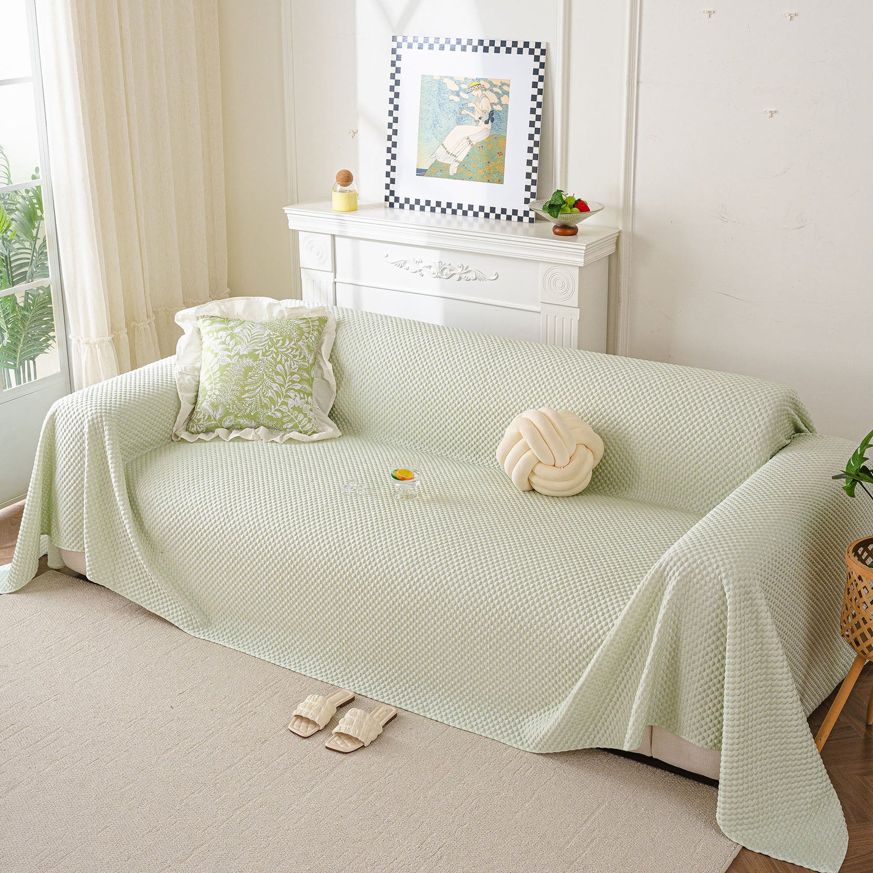 3D Bubble Textured Furniture Protector Throw Cover, Cooling Soft Woven Couch Cover - Ornate Home