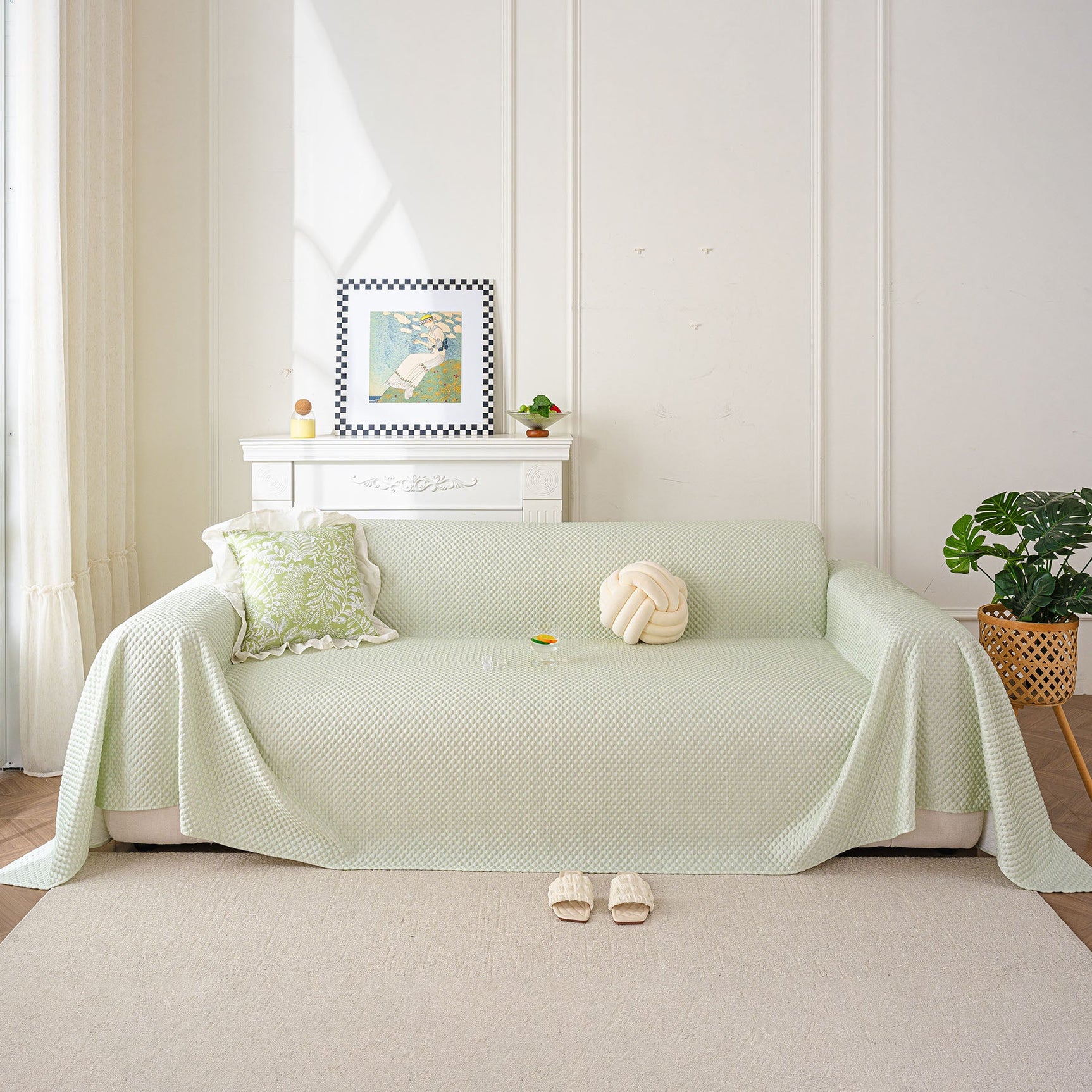 3D Bubble Textured Furniture Protector Throw Cover, Cooling Soft Woven Couch Cover - Ornate Home