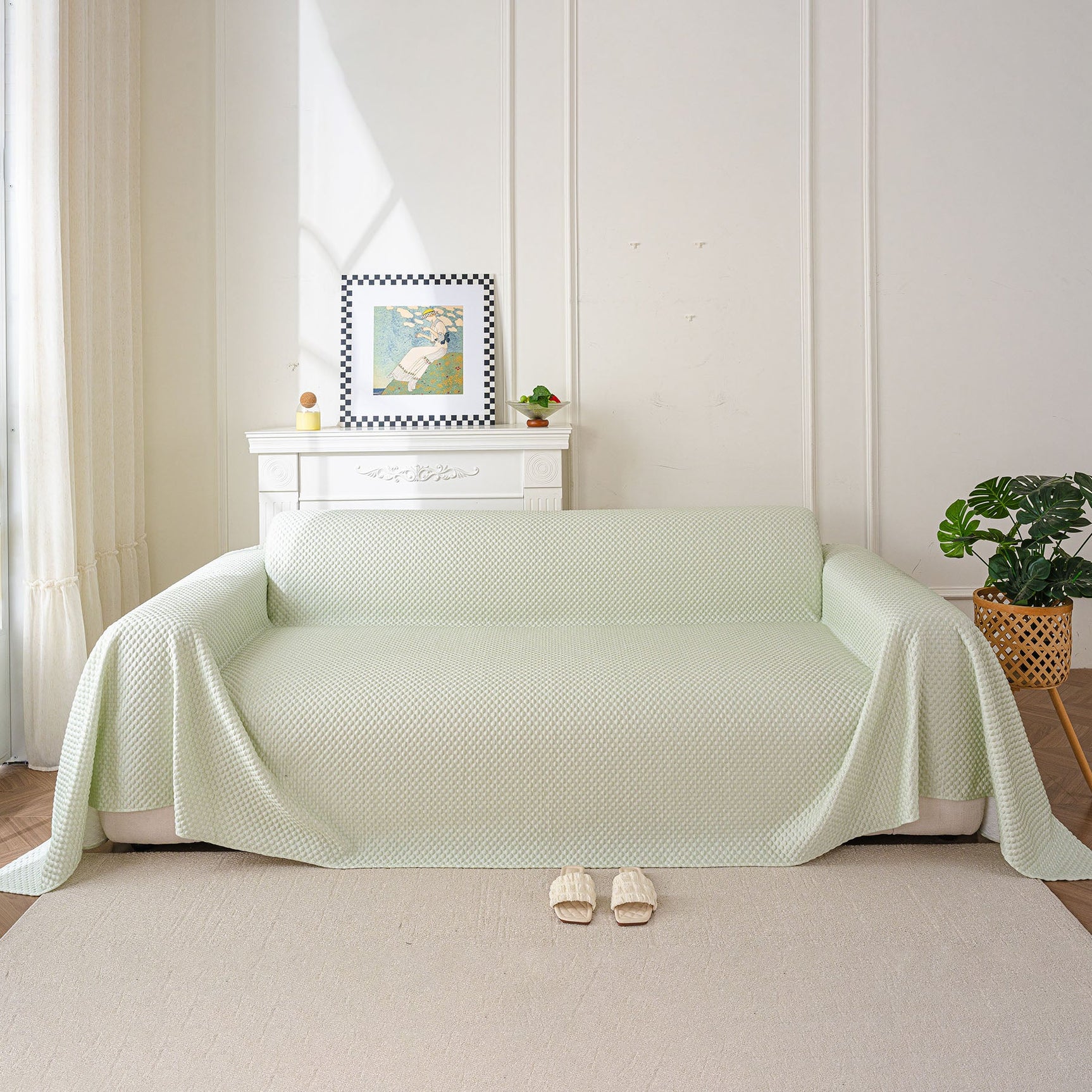 3D Bubble Textured Furniture Protector Throw Cover, Cooling Soft Woven Couch Cover - Ornate Home