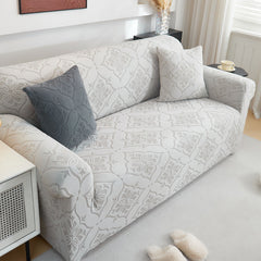 3D Damask Jacquard Stretch Sofa Cover Thick Polar Fleece Couch Slipcover with Straps - Ornate Home