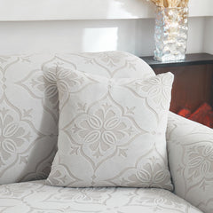 3D Damask Jacquard Stretch Sofa Cover Thick Polar Fleece Couch Slipcover with Straps - Ornate Home