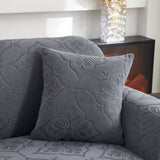 3D Damask Jacquard Stretch Sofa Cover Thick Polar Fleece Couch Slipcover with Straps - Ornate Home