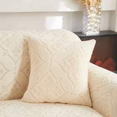3D Damask Jacquard Stretch Sofa Cover Thick Polar Fleece Couch Slipcover with Straps - Ornate Home