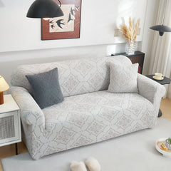 3D Damask Jacquard Stretch Sofa Cover Thick Polar Fleece Couch Slipcover with Straps - Ornate Home