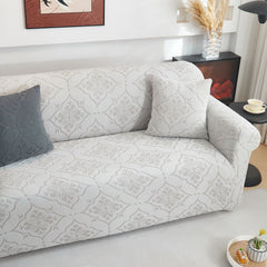3D Damask Jacquard Stretch Sofa Cover Thick Polar Fleece Couch Slipcover with Straps - Ornate Home