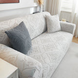 3D Damask Jacquard Stretch Sofa Cover Thick Polar Fleece Couch Slipcover with Straps - Ornate Home