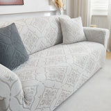 3D Damask Jacquard Stretch Sofa Cover Thick Polar Fleece Couch Slipcover with Straps - Ornate Home