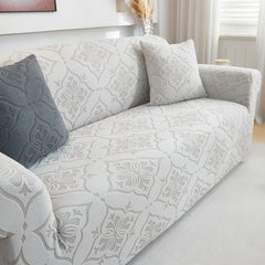 3D Damask Jacquard Stretch Sofa Cover Thick Polar Fleece Couch Slipcover with Straps - Ornate Home