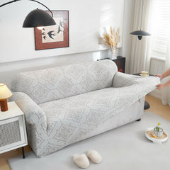 3D Damask Jacquard Stretch Sofa Cover Thick Polar Fleece Couch Slipcover with Straps - Ornate Home