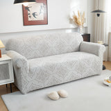 3D Damask Jacquard Stretch Sofa Cover Thick Polar Fleece Couch Slipcover with Straps - Ornate Home