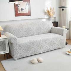 3D Damask Jacquard Stretch Sofa Cover Thick Polar Fleece Couch Slipcover with Straps - Ornate Home