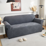 3D Damask Jacquard Stretch Sofa Cover Thick Polar Fleece Couch Slipcover with Straps - Ornate Home