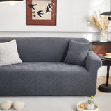 3D Damask Jacquard Stretch Sofa Cover Thick Polar Fleece Couch Slipcover with Straps - Ornate Home