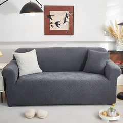 3D Damask Jacquard Stretch Sofa Cover Thick Polar Fleece Couch Slipcover with Straps - Ornate Home