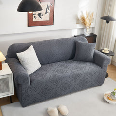 3D Damask Jacquard Stretch Sofa Cover Thick Polar Fleece Couch Slipcover with Straps - Ornate Home