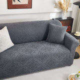 3D Damask Jacquard Stretch Sofa Cover Thick Polar Fleece Couch Slipcover with Straps - Ornate Home