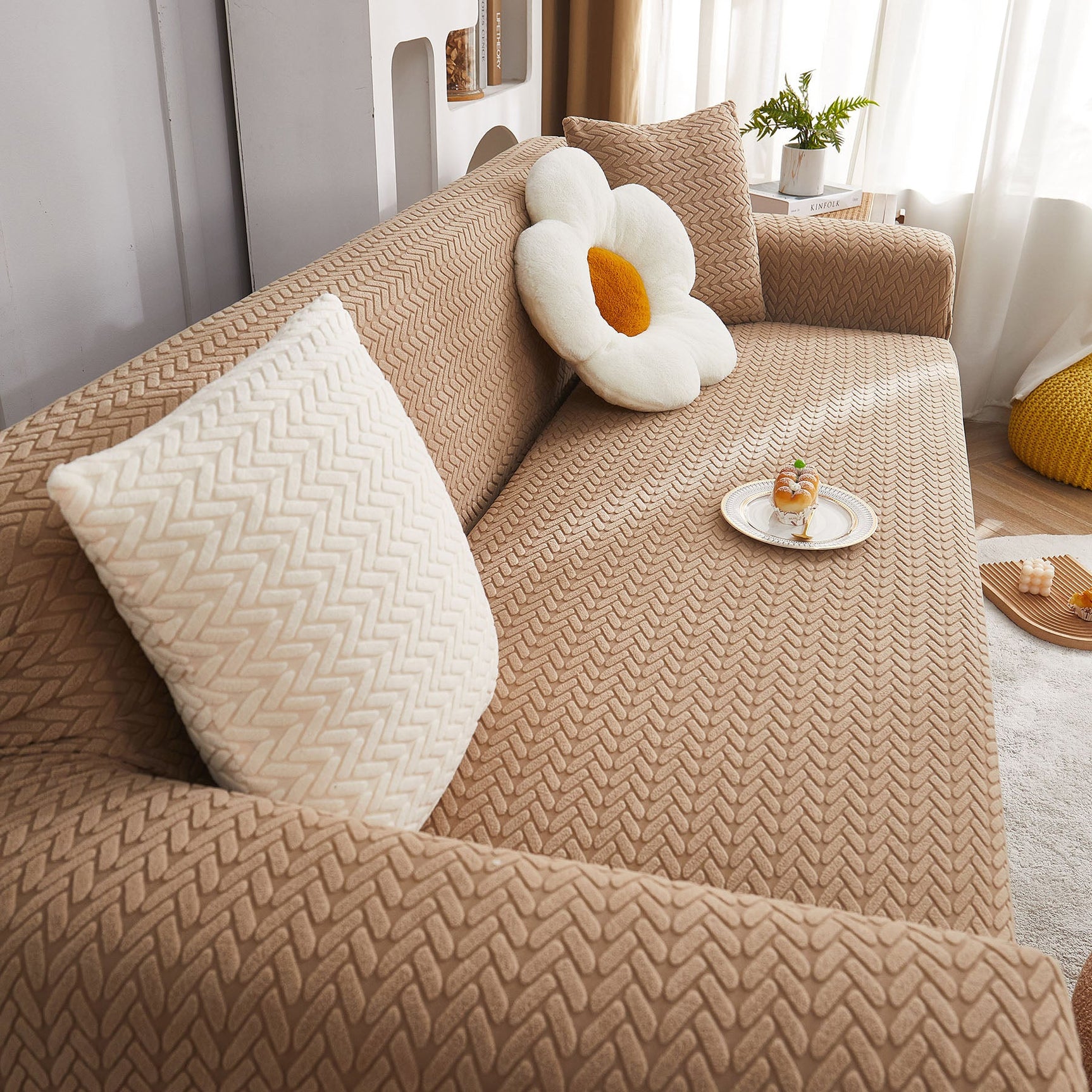 3D Geometric Stretch Sofa Slipcovers Non Slip Pet Friendly Washable Fitted Sofa Covers - Ornate Home