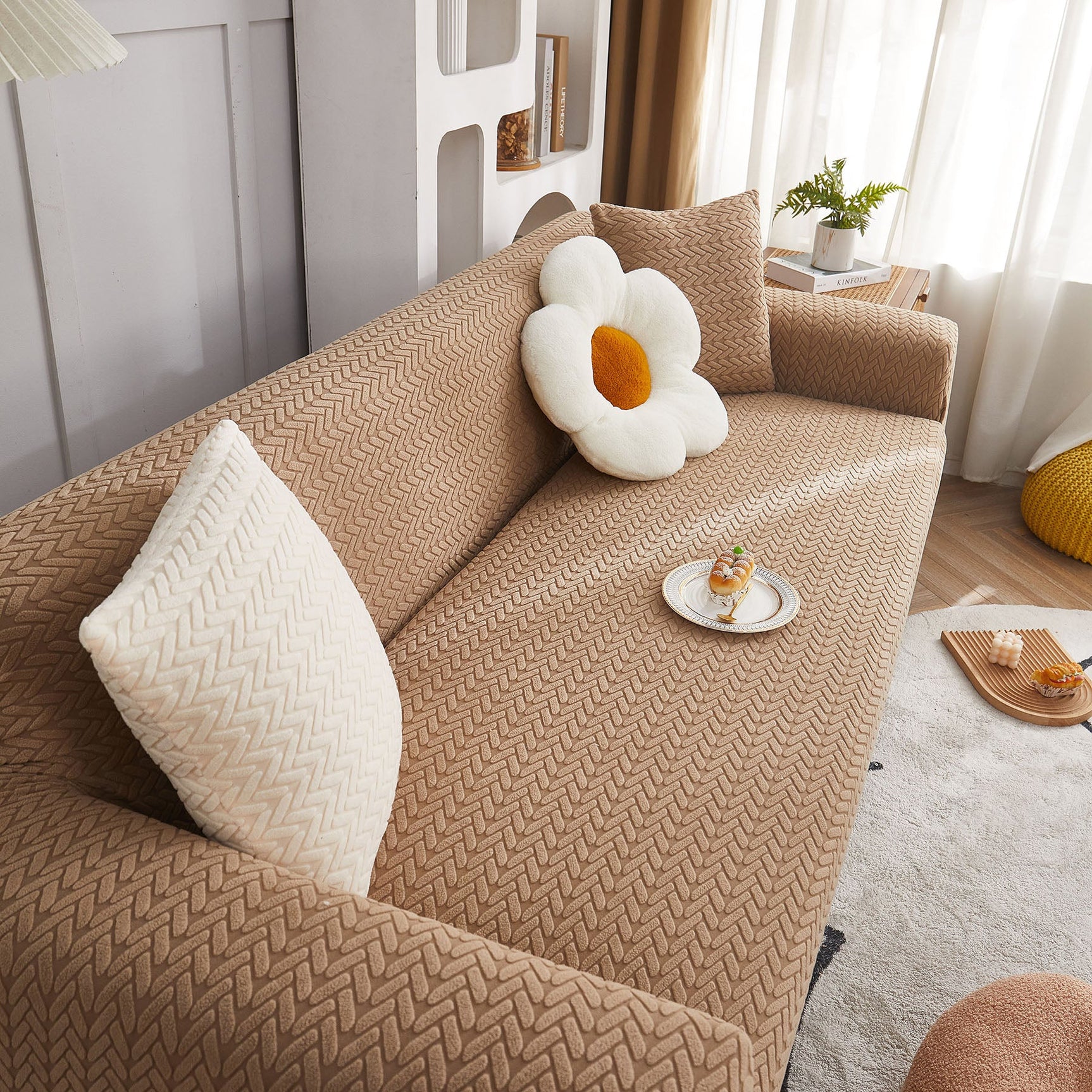 3D Geometric Stretch Sofa Slipcovers Non Slip Pet Friendly Washable Fitted Sofa Covers - Ornate Home