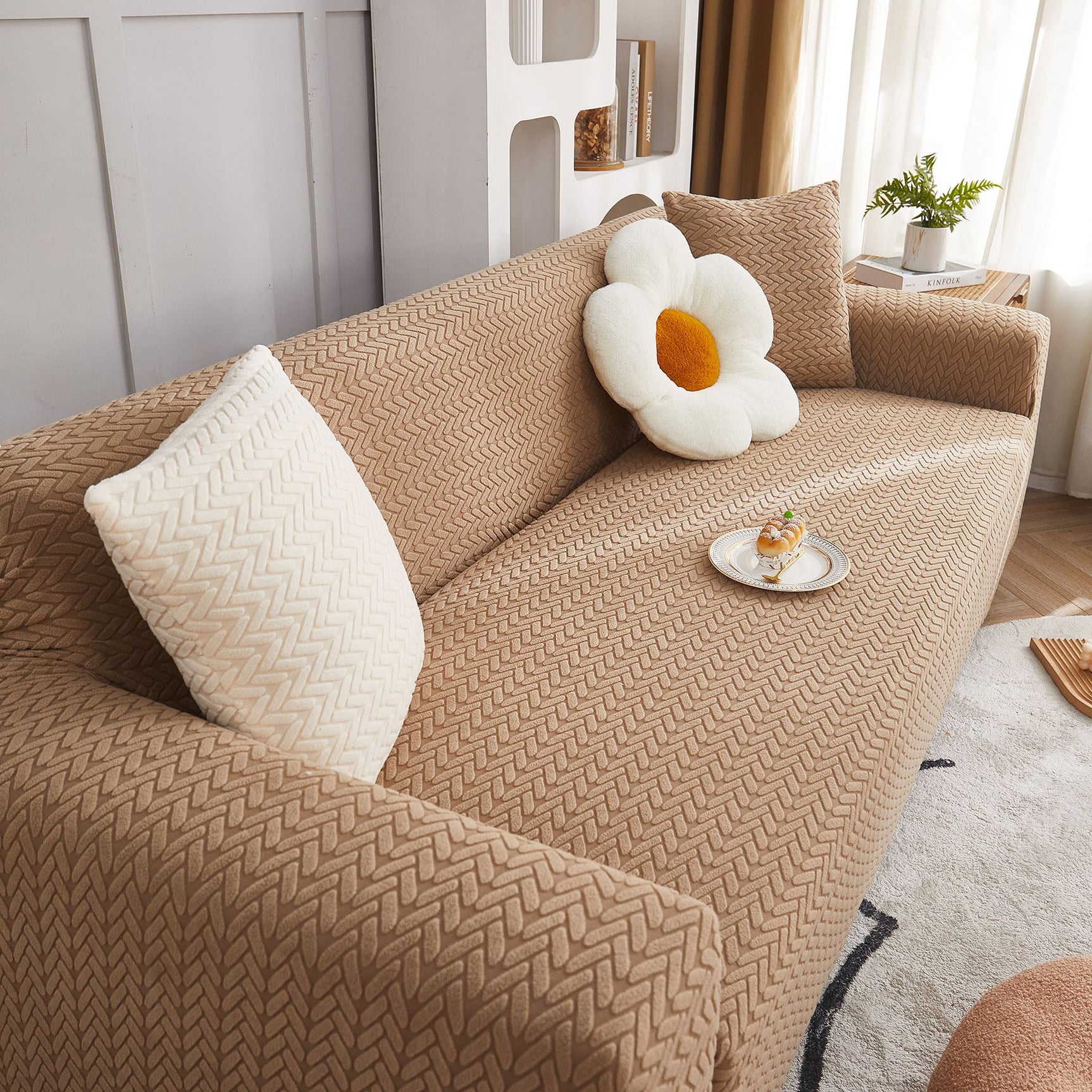 3D Geometric Stretch Sofa Slipcovers Non Slip Pet Friendly Washable Fitted Sofa Covers - Ornate Home