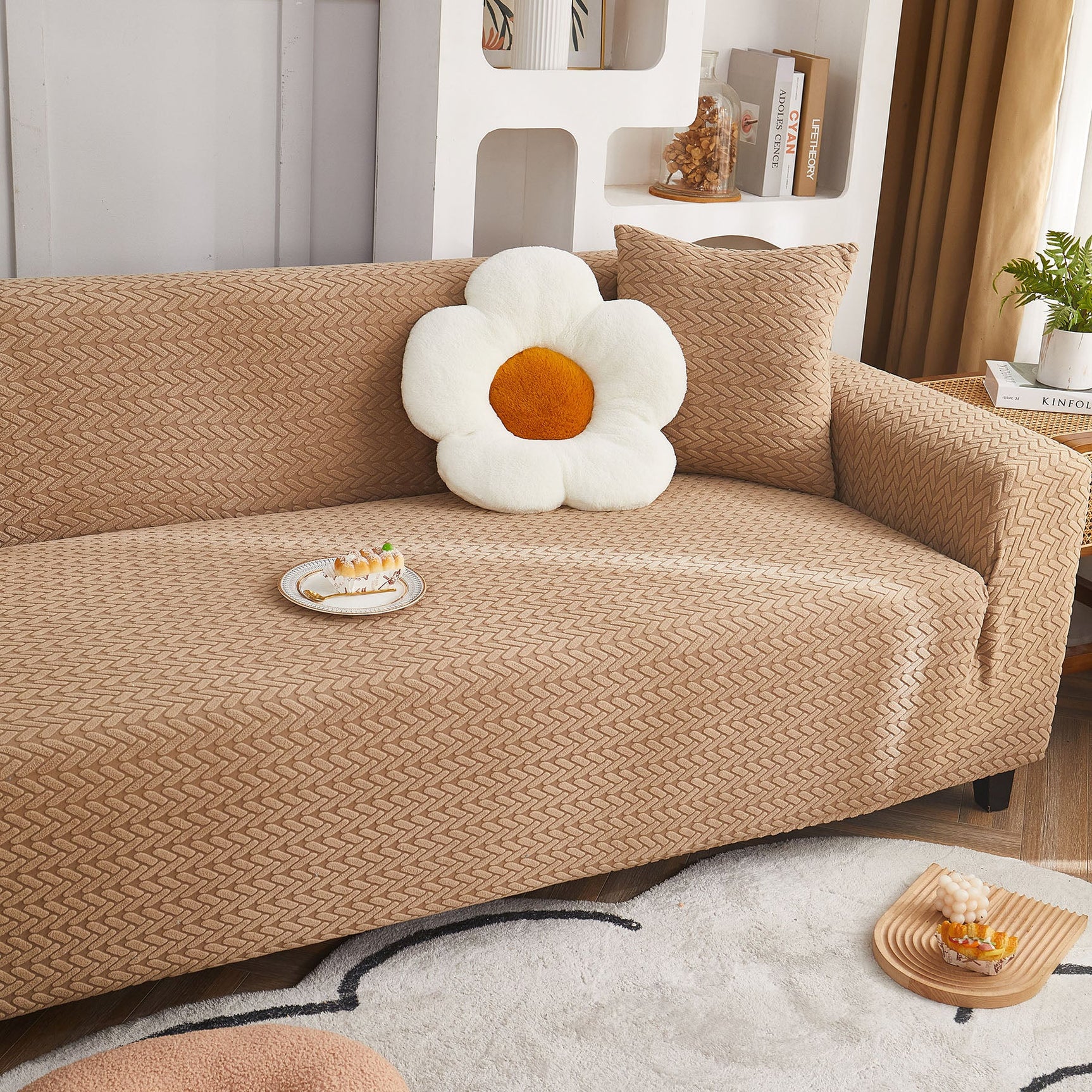 3D Geometric Stretch Sofa Slipcovers Non Slip Pet Friendly Washable Fitted Sofa Covers - Ornate Home