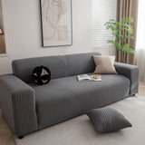 3D Grid Jacquard Sofa Cover, High Stretch Plush Waffle Couch Slipcover with Tie Straps - Ornate Home