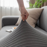 3D Grid Jacquard Sofa Cover, High Stretch Plush Waffle Couch Slipcover with Tie Straps - Ornate Home