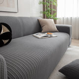 3D Grid Jacquard Sofa Cover, High Stretch Plush Waffle Couch Slipcover with Tie Straps - Ornate Home