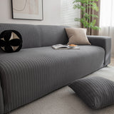 3D Grid Jacquard Sofa Cover, High Stretch Plush Waffle Couch Slipcover with Tie Straps - Ornate Home