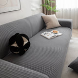 3D Grid Jacquard Sofa Cover, High Stretch Plush Waffle Couch Slipcover with Tie Straps - Ornate Home