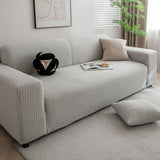 3D Grid Jacquard Sofa Cover, High Stretch Plush Waffle Couch Slipcover with Tie Straps - Ornate Home