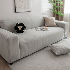 3D Grid Jacquard Sofa Cover, High Stretch Plush Waffle Couch Slipcover with Tie Straps - Ornate Home