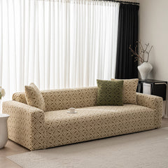 3D Jacquard Geometric Sofa Cover, High Stretch Soft Polar Fleece Slipcover for Couch - Ornate Home