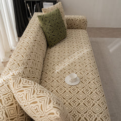 3D Jacquard Geometric Sofa Cover, High Stretch Soft Polar Fleece Slipcover for Couch - Ornate Home