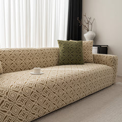 3D Jacquard Geometric Sofa Cover, High Stretch Soft Polar Fleece Slipcover for Couch - Ornate Home